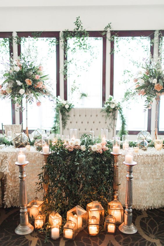 romantic garden wedding sweetheart table