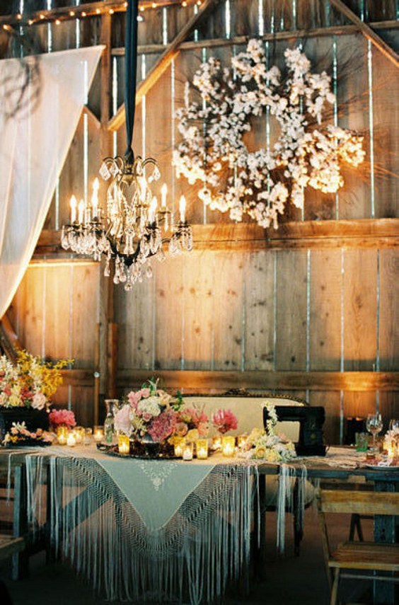 rustic barn sweetheart wedding table