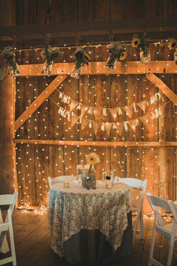 rustic country lace sweetheart table decor