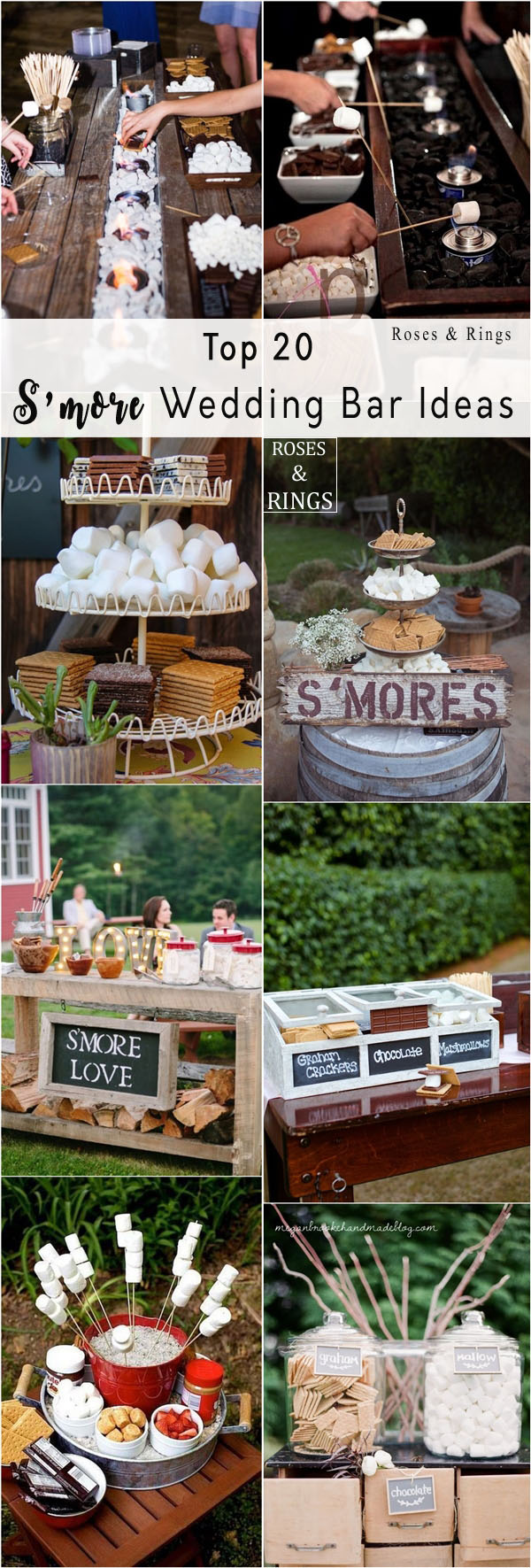 rustic wedding dessert ideas - rustic smores wedding bar ideas