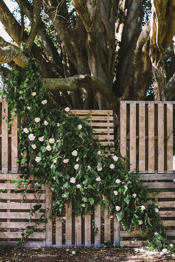 rustic wedding ceremony backdrop