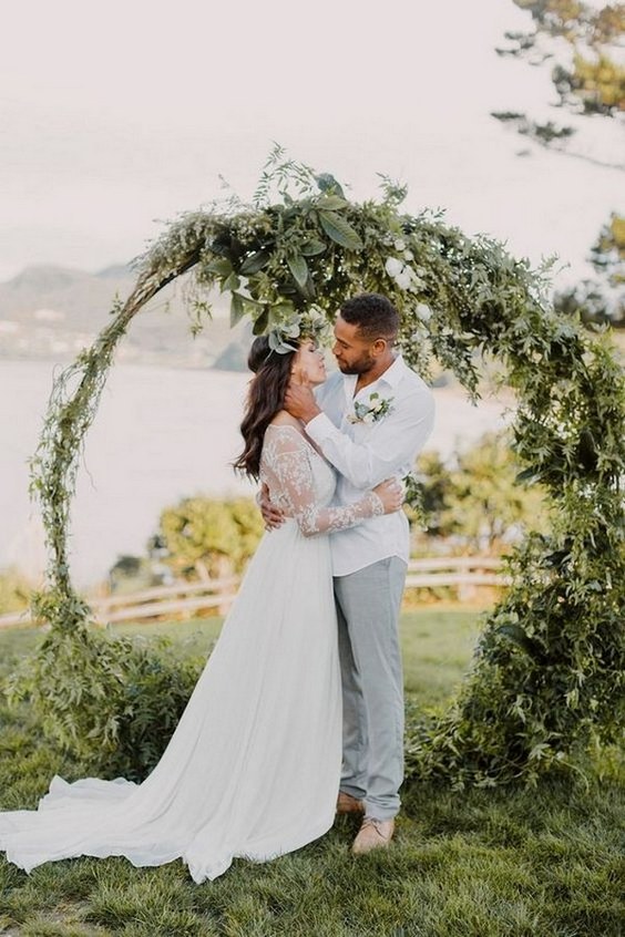 Circular greenery wedding ceremony arch