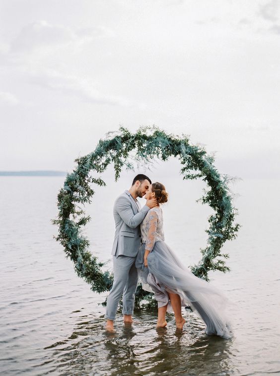 Moody Baltic Sea greenery wedding wreath ideas