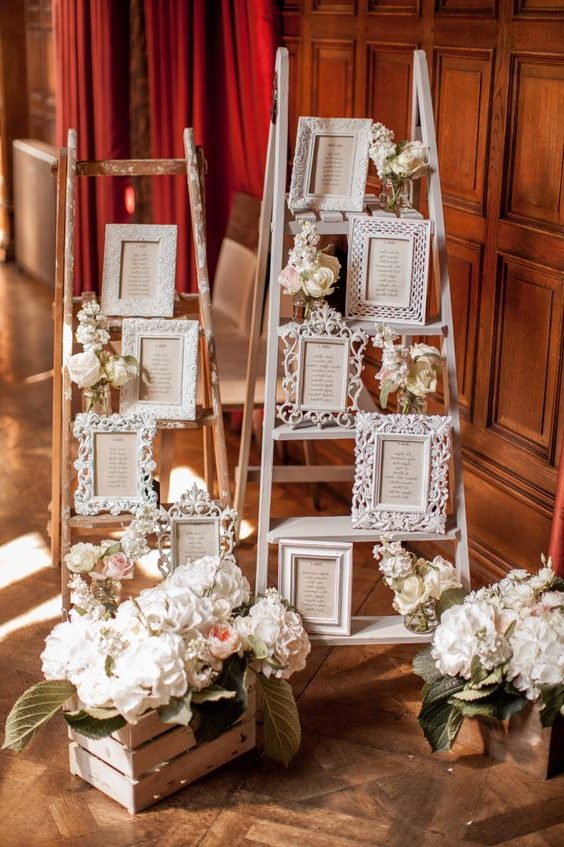 Premium Photo | Decorative elements on a wooden ladder in the decor of a  wedding or a house in the rustic style