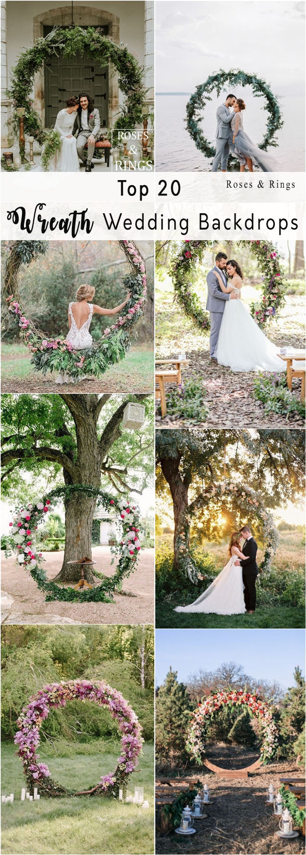 flower and greenery circular wedding backdrop ideas