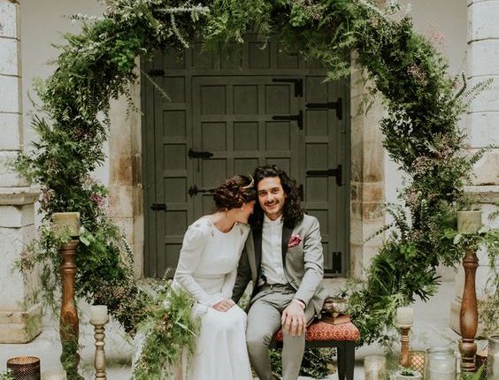 greenery wedding wreath backdrop