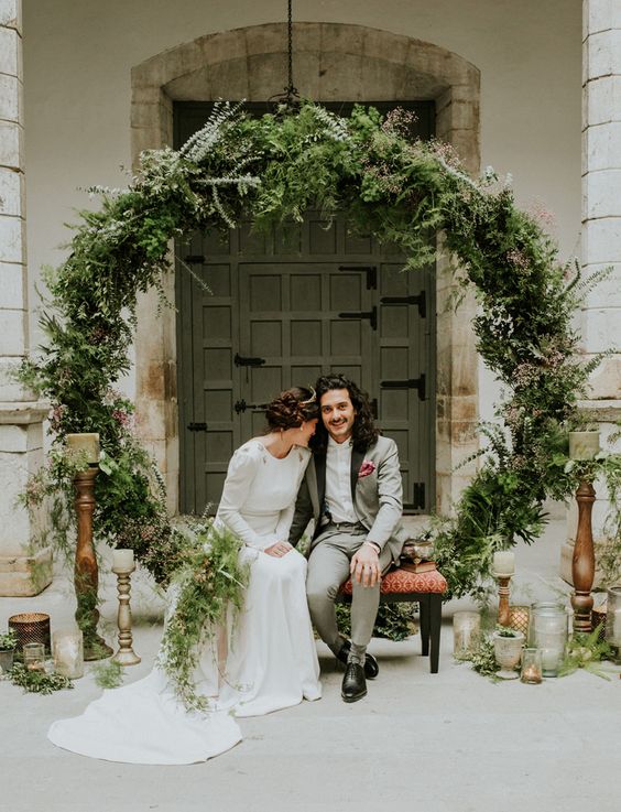 greenery wedding wreath backdrop