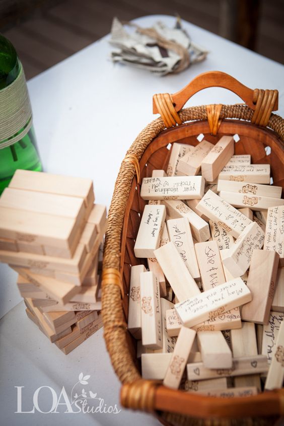 unique jenga themed wedding guest book ideas