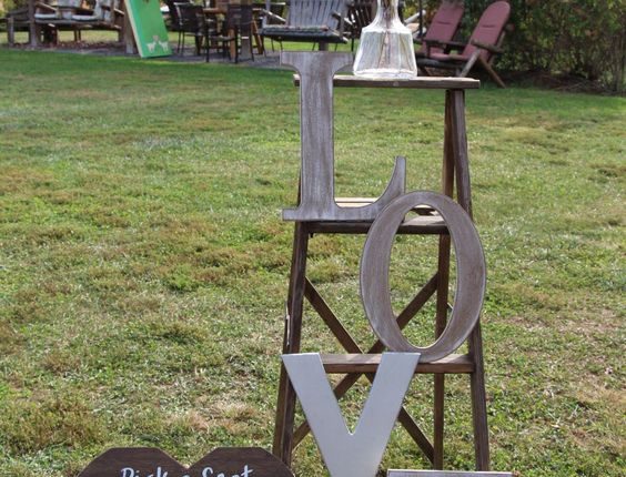 vintage farm ladder wedding welcome sign
