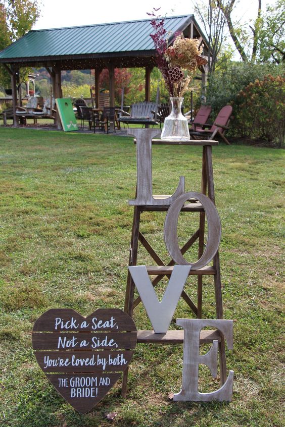 vintage farm ladder wedding welcome sign