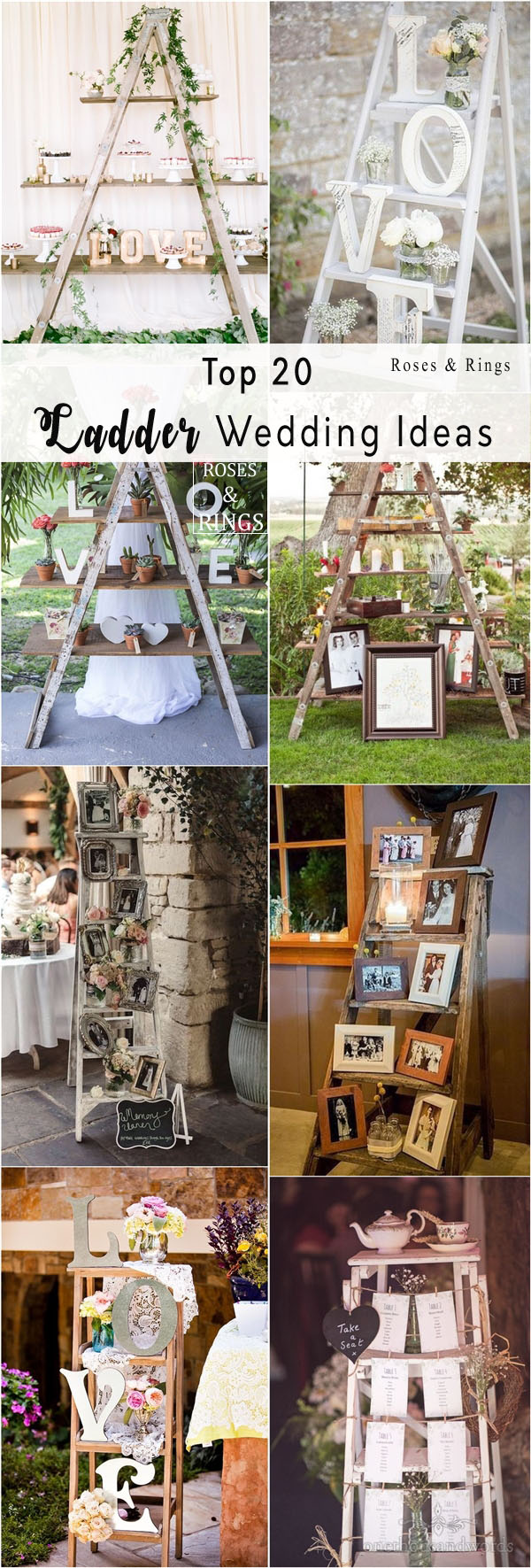 vintage wooden ladder wedding decor ideas