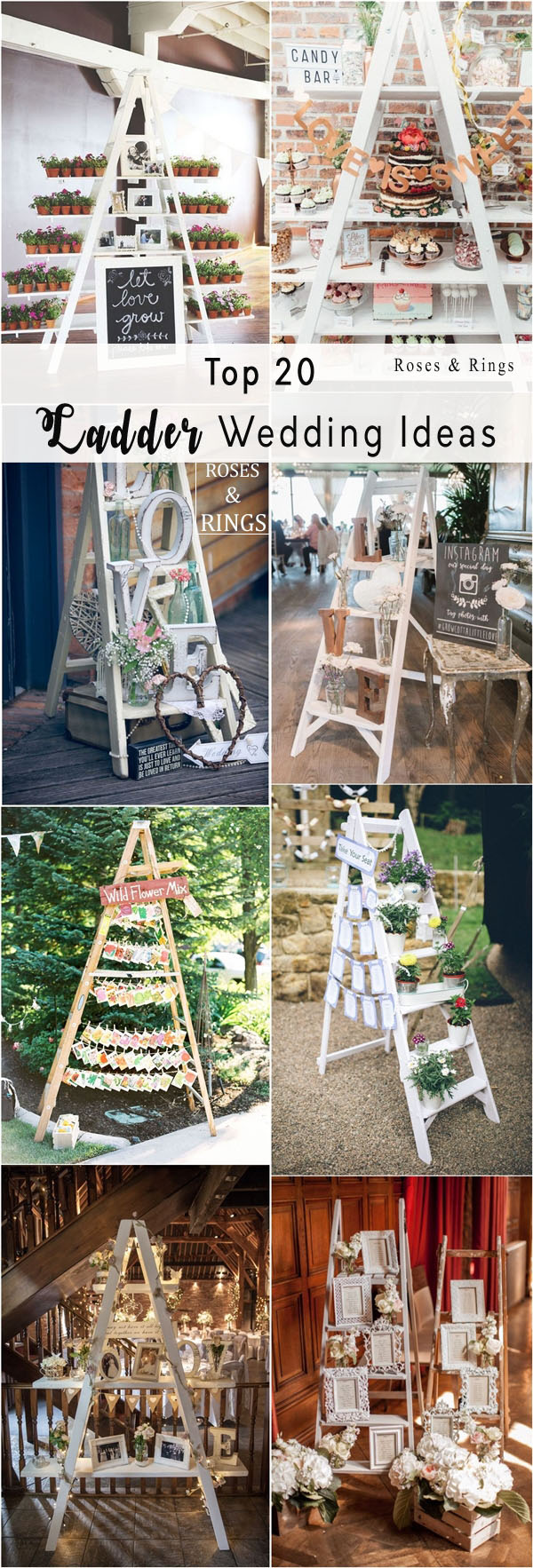 vintage wooden ladder wedding ideas