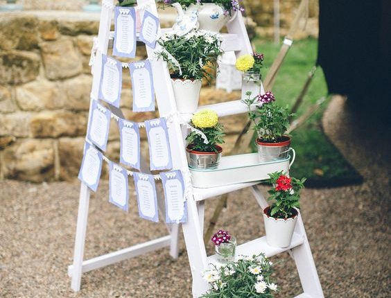 white vintage ladder wedding decor