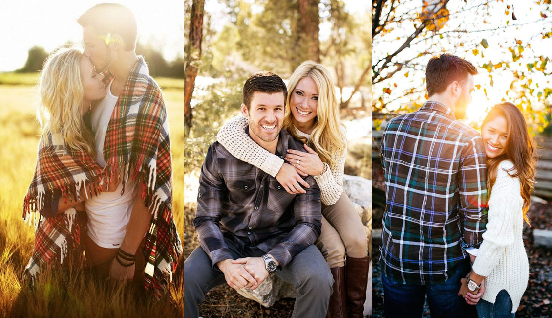 Fall engagement photo poses and pictures