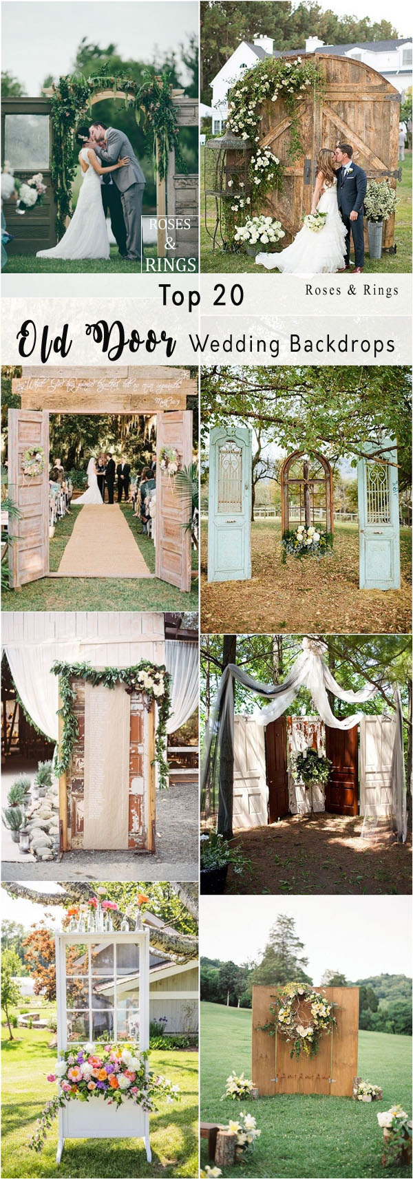 old door vintage wedding backdrop