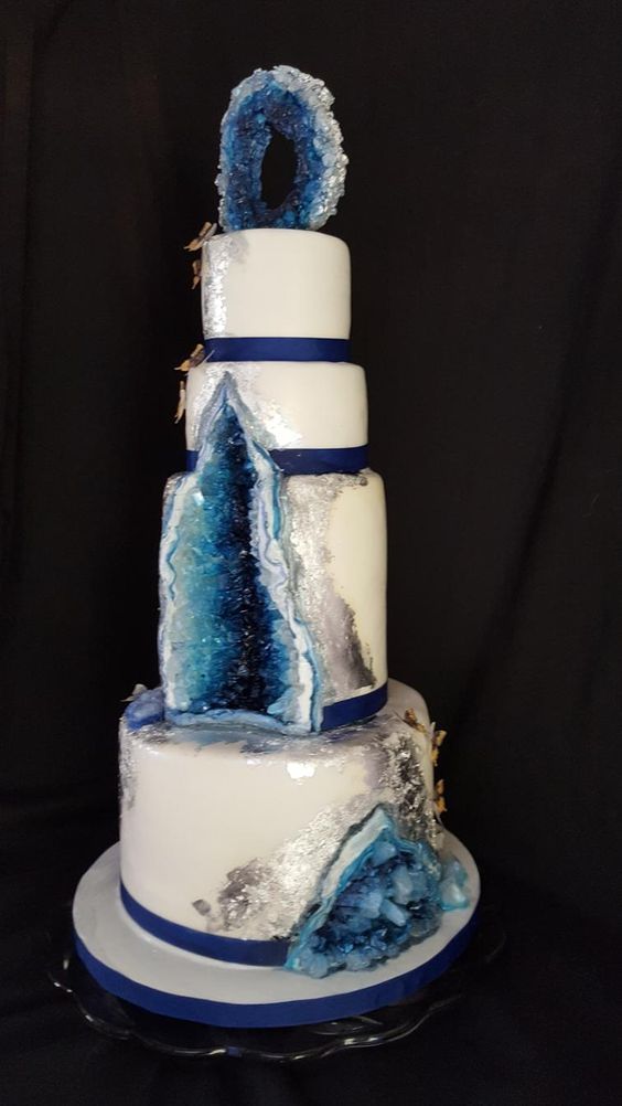 Blue Geode Wedding Cake