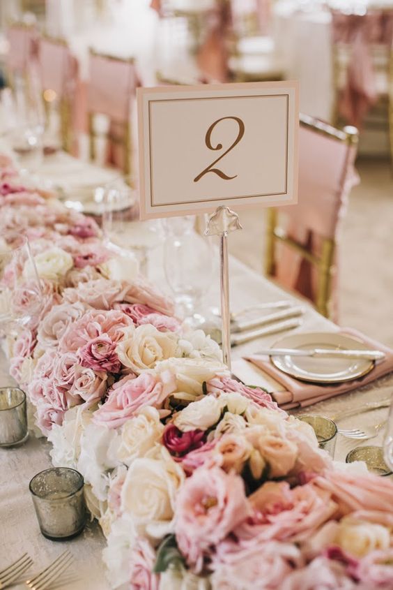 Blush and Pink Floral Table-Runner