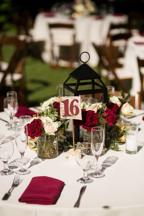 Burgundy Wedding Centerpiece