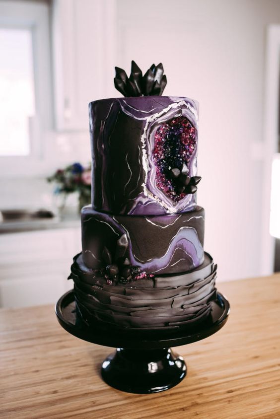 Dark and Edgy Geode Cake