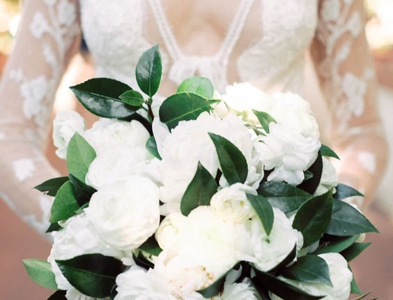all white peony wedding bouquet