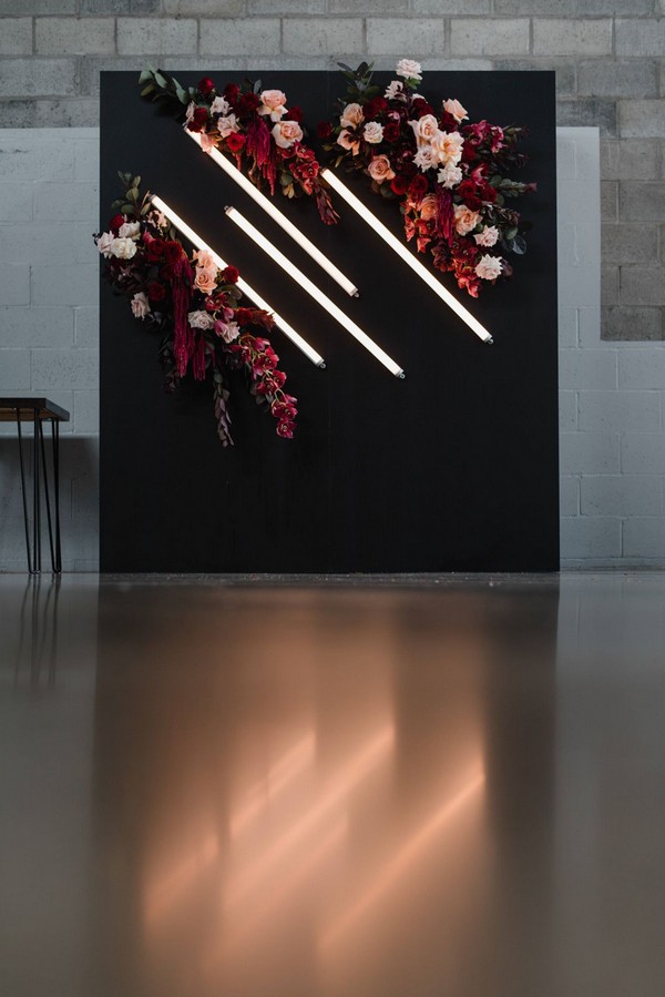 blush burgundy and black wedding backdrop