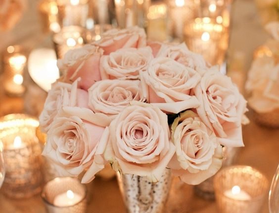 blush pink roses wedding centerpieces