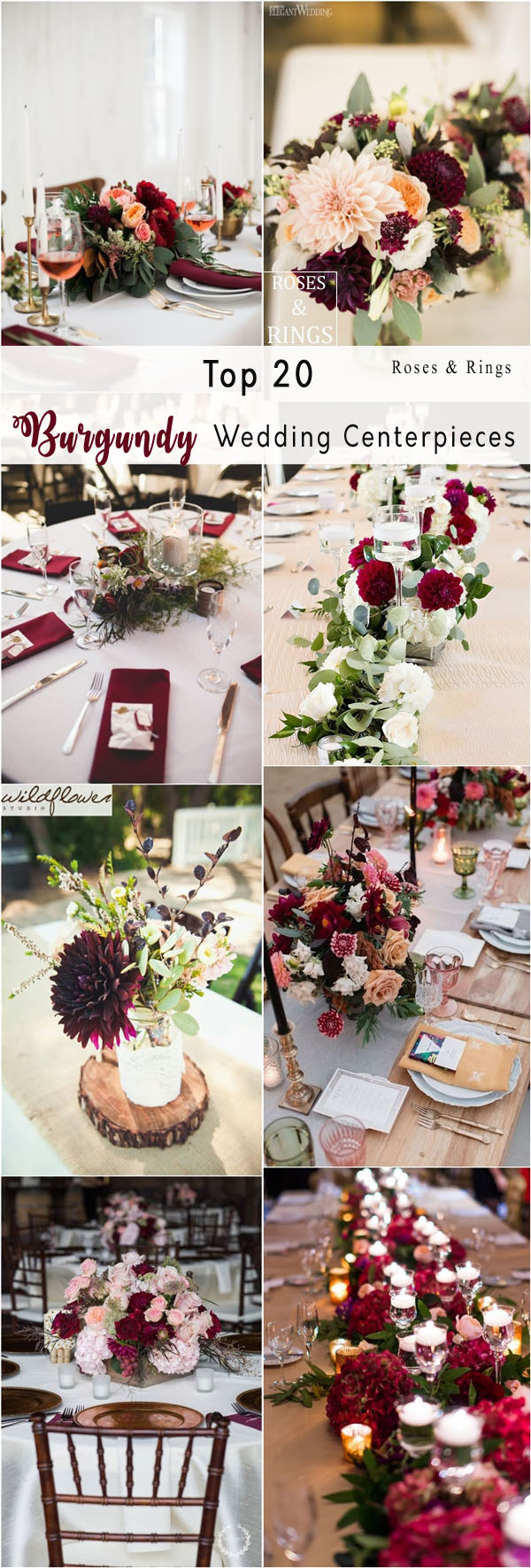 fall burgundy wedding centerpiece decor ideas