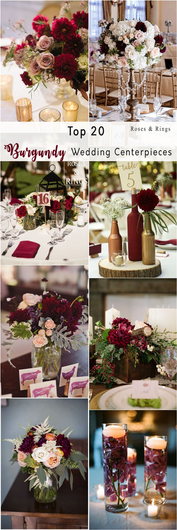 fall burgundy wedding centerpiece ideas