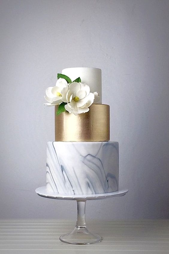 gray and gold marble wedding cake