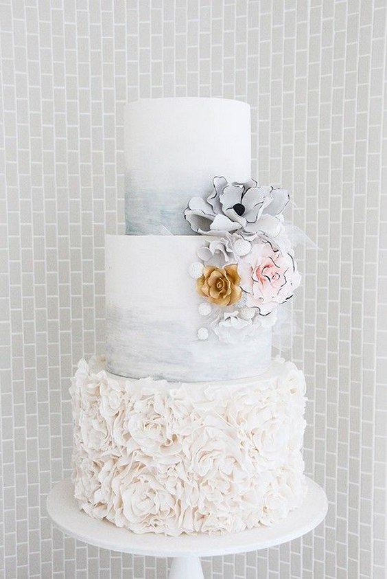 gray marble ruffed wedding cake