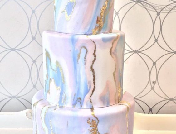 pastel marble wedding cake