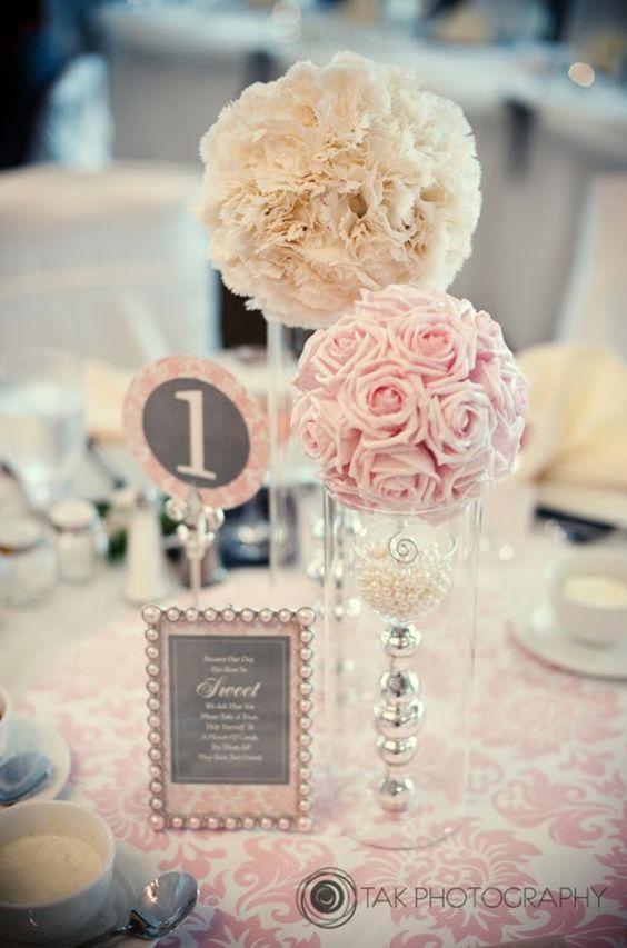sweetest vintage blush pink wedding centerpiece