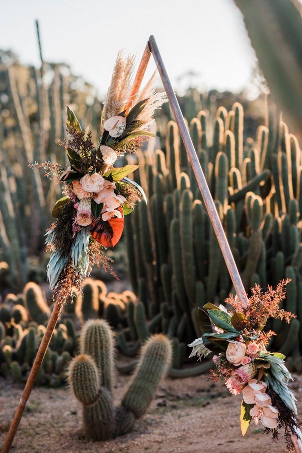 Boho Pampas Grass Triangle Wedding Arch 4