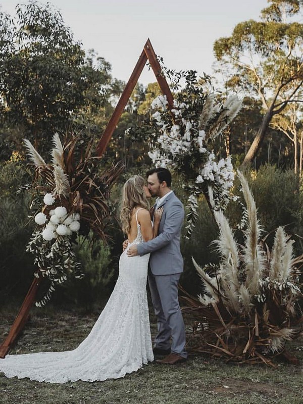 Pampas Grass Wedding Arch with greenery eucalyptus 1