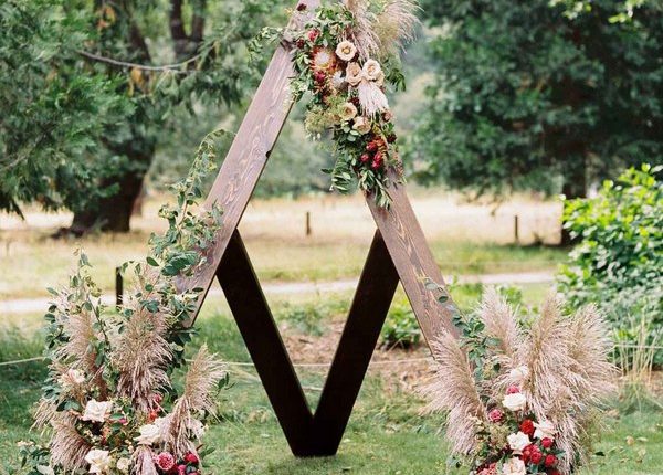 boho outdoor wedding triangle rustic yosemite nature backdrop