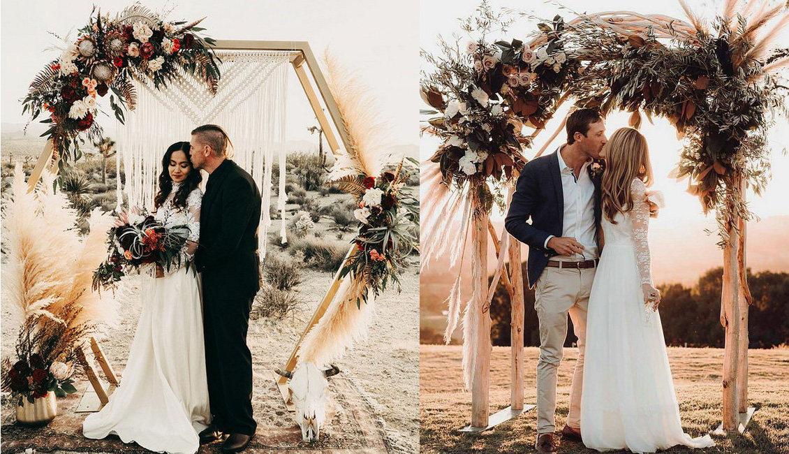 boho pampas grass wedding arches