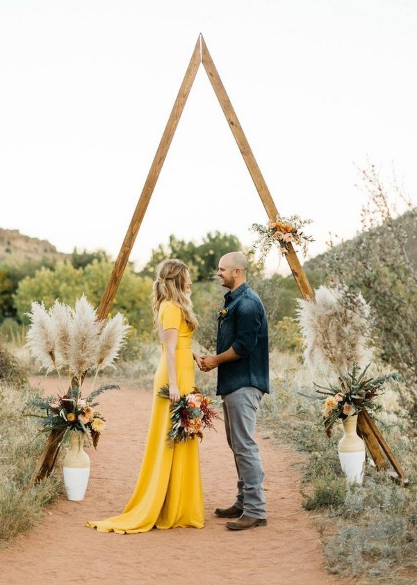 boho triangle wooden wedding arbour