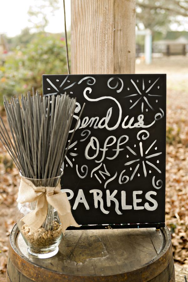 fall outdoor wedding sparkler