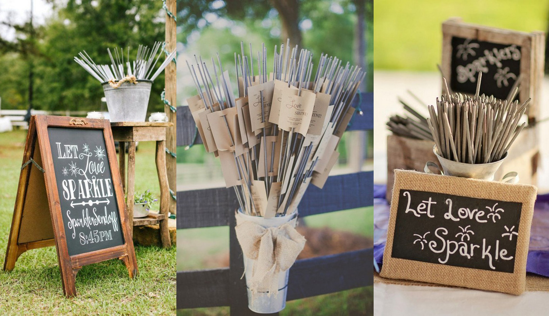 outdoor country wedding sparkler send off ideas