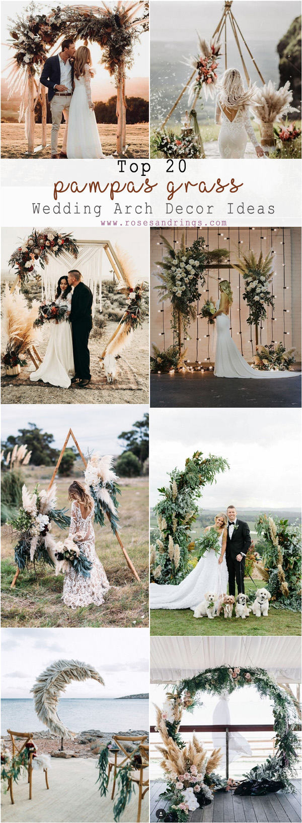 romantic boho pampas grass wedding arch ideas