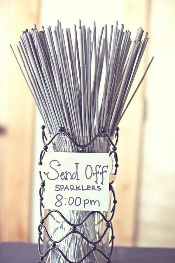 rustic country wedding sparkler send off display idea