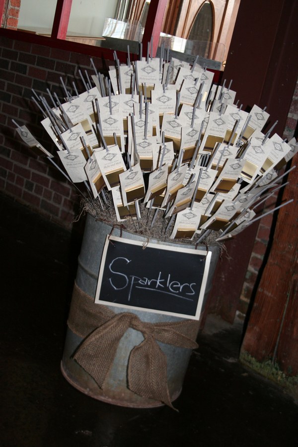 rustic country wedding sparkler send off display