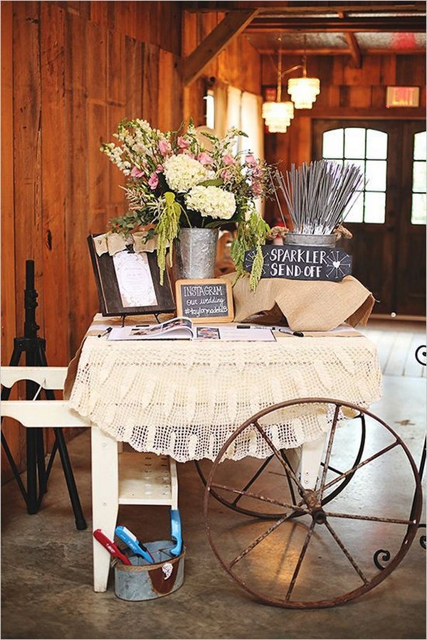 vintage country wedding sparkler send off decor ideas