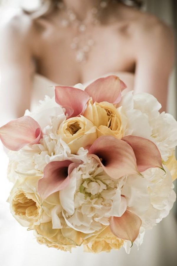 Blush, pale yellow and ivory the ulitmate feminine wedding bouquet