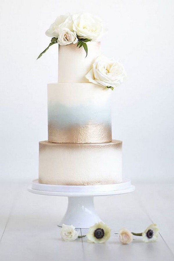 Metallic Light Blue Wedding Cakes