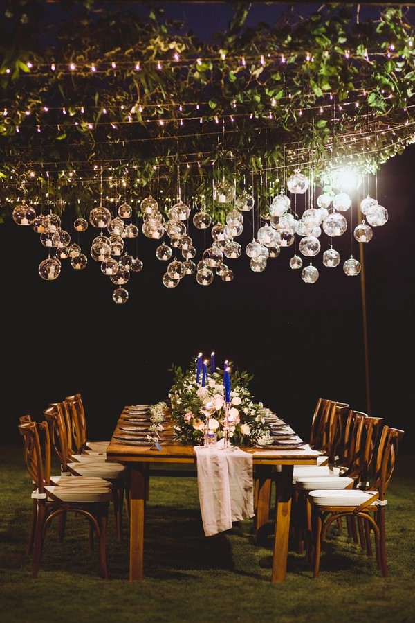 Romantic outdoor reception lighting