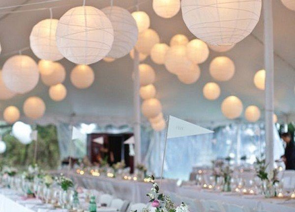 all white tented wedding ideas with chinese lanterns