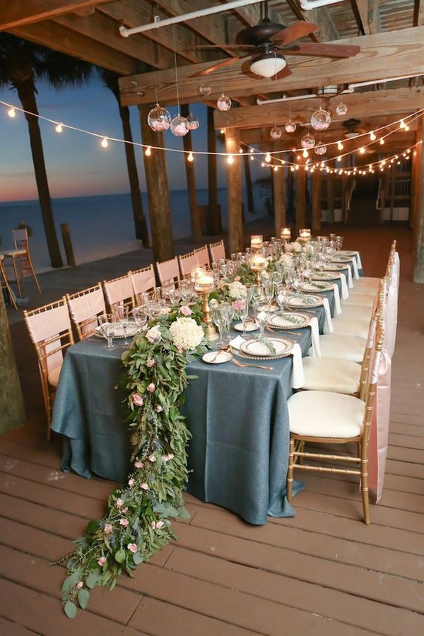 beach wedding reception decoration ideas with string lights