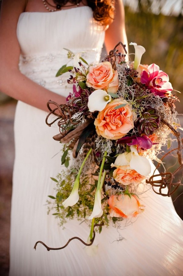 calla lily spanish moss fall wedding bouquet