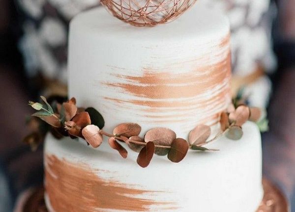 copper metallic wedding cake